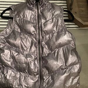 ANTHROPOLOGIE Shiny metallic silver puffer vest XS